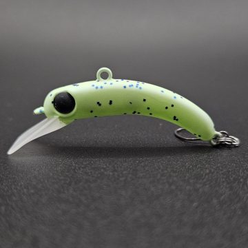 Воблер 1089 Koubou Sakasanyoro Slim 35FS #Zunda GLOW Blue Glitter